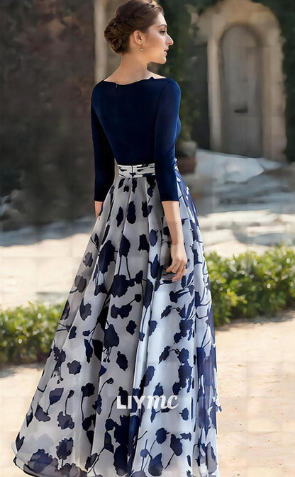 blue floral mother of bride dress Azazie Alyssum