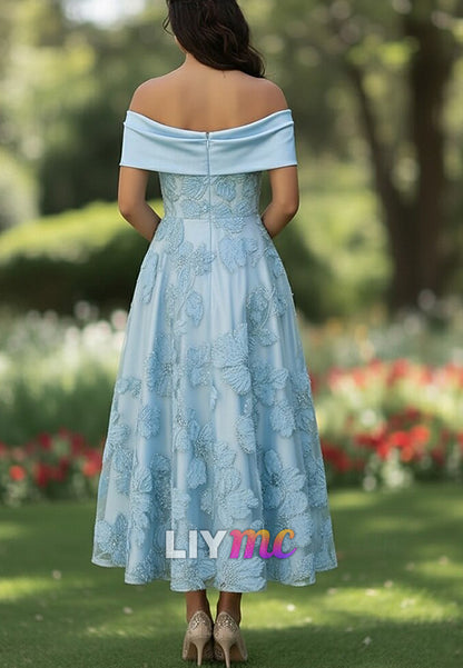 A-Line Tea Length Cocktail Dresses Evening Gown Party Dresses Elegant