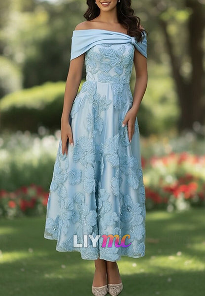 A-Line Tea Length Cocktail Dresses Evening Gown Party Dresses Elegant