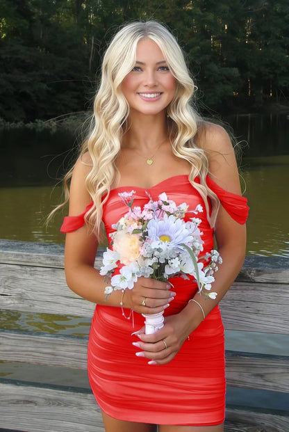 Sweetheart Pleated Fitted Bodycon Sheath Party Homecoming Dress