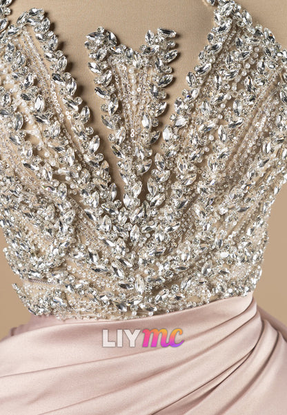 Asymmetrical Rhinestones Mermaid Prom Dress