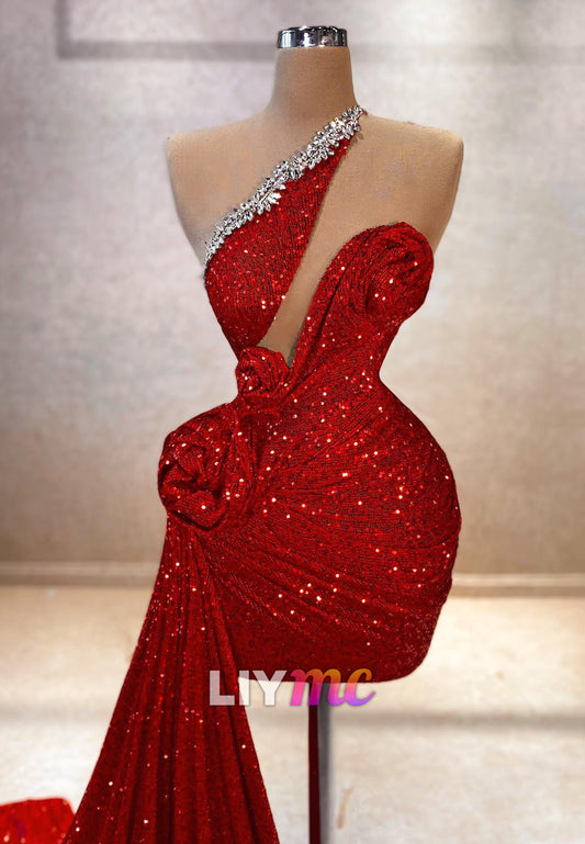 Asymmetrical Sequins Sheath Sparkly Homecoming Dress