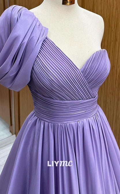 LP2257 - Asymmetrical Sleeveles Pleated A-Line Cocktail Dress