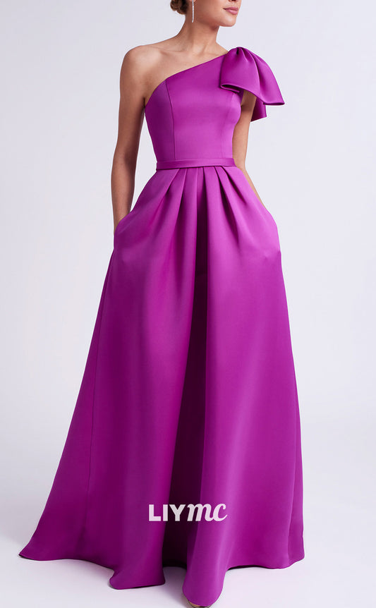 M1243 - Asymmetrical Sleeveless A-Line Pleated Bowknots Mother of Bride Dress Cocktail Dress