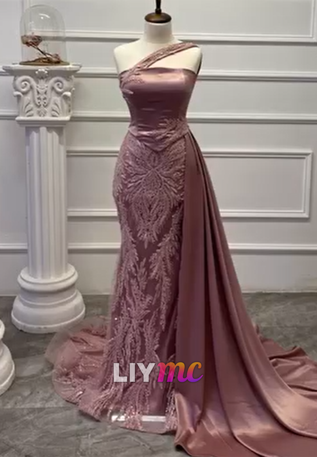 Asymmetrical Sleeveless Beaded Embroidery Sheath Evening Dress