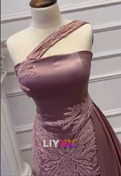 Asymmetrical Sleeveless Beaded Embroidery Sheath Evening Dress