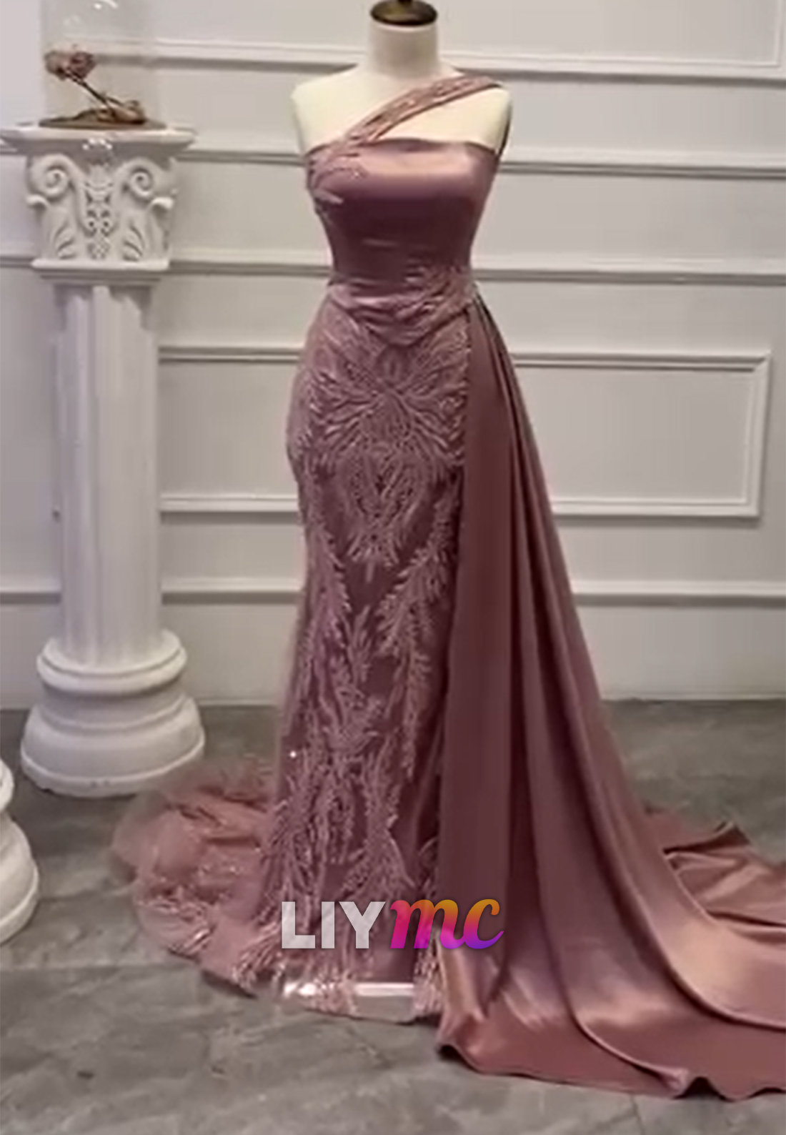 Asymmetrical Sleeveless Beaded Embroidery Sheath Evening Dress