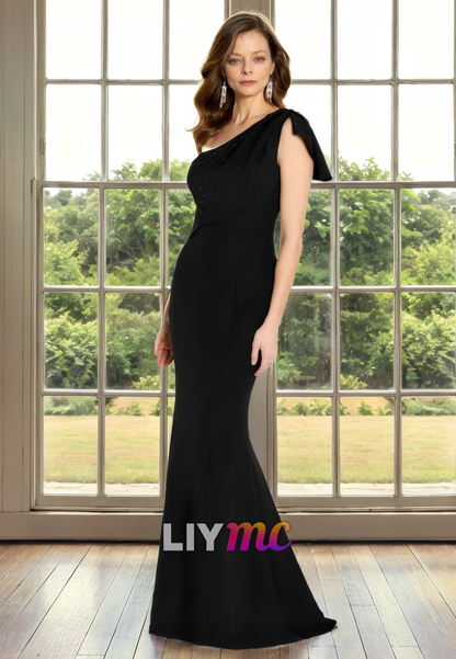 Asymmetrical Sleeveless Mermaid Mother of Bride Dress