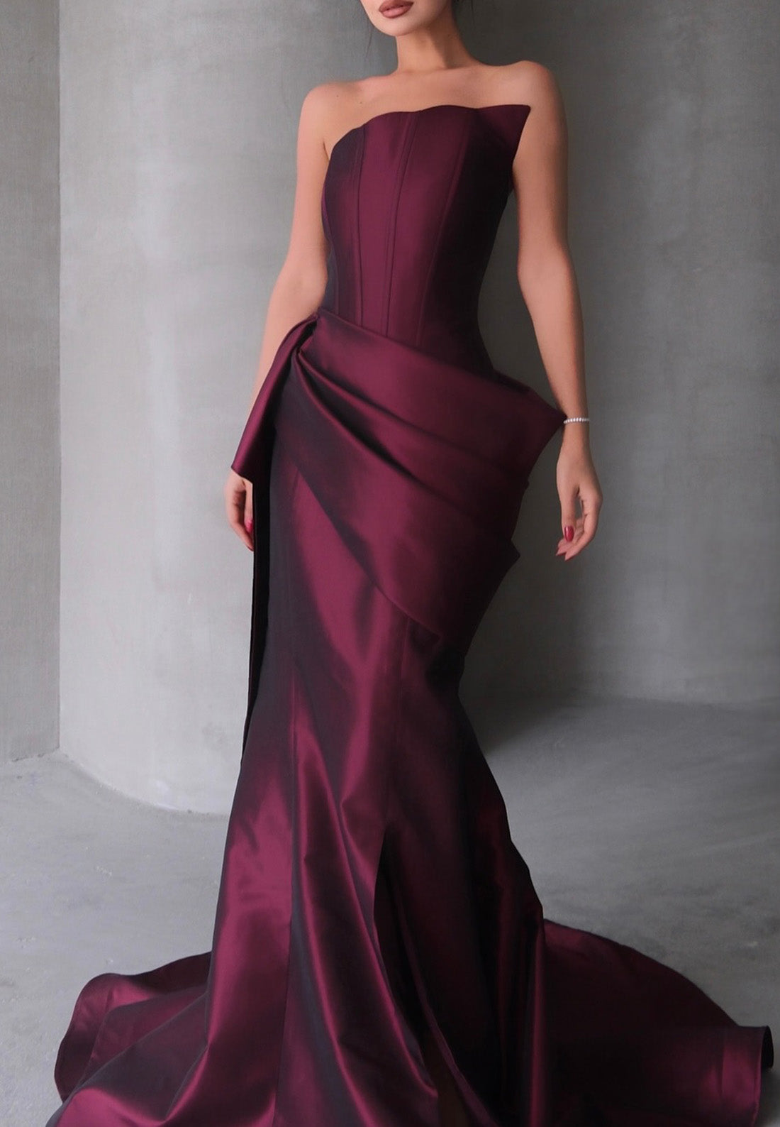 Asymmetrical Sleeveless Pleated Sheath Evening Dress