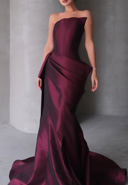 Asymmetrical Sleeveless Pleated Sheath Evening Dress