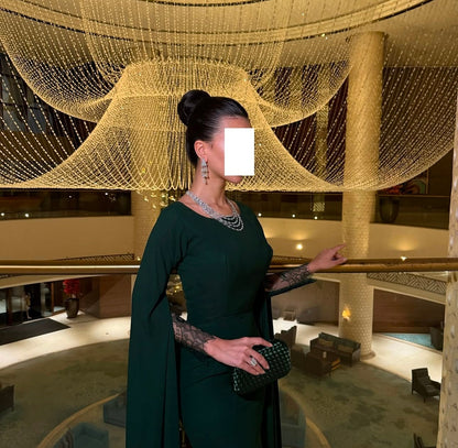 Scoop Long Sleeves Mermaid Evening Dress