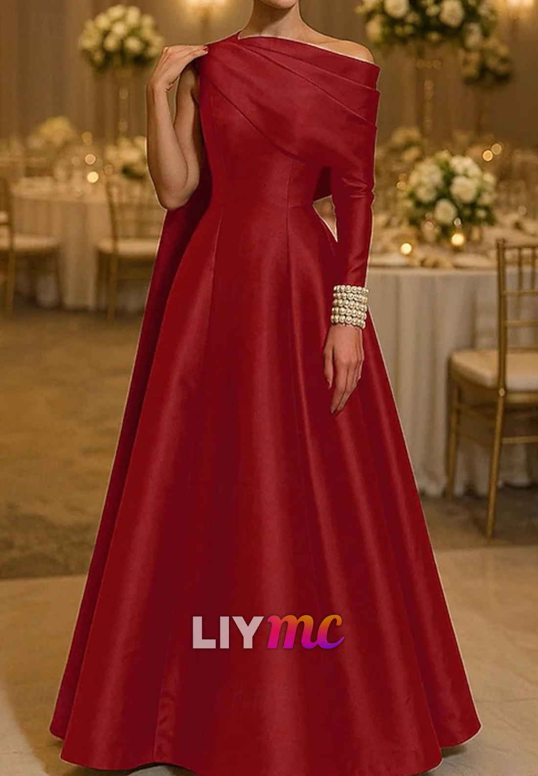 Ball Gown A-Line Floor Cape Evening Gown Formal Dress Elegant