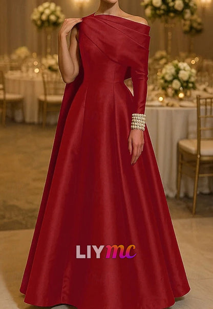 Ball Gown A-Line Floor Cape Evening Gown Formal Dress Elegant