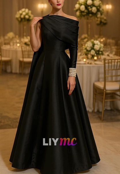 Ball Gown A-Line Floor Cape Evening Gown Formal Dress Elegant