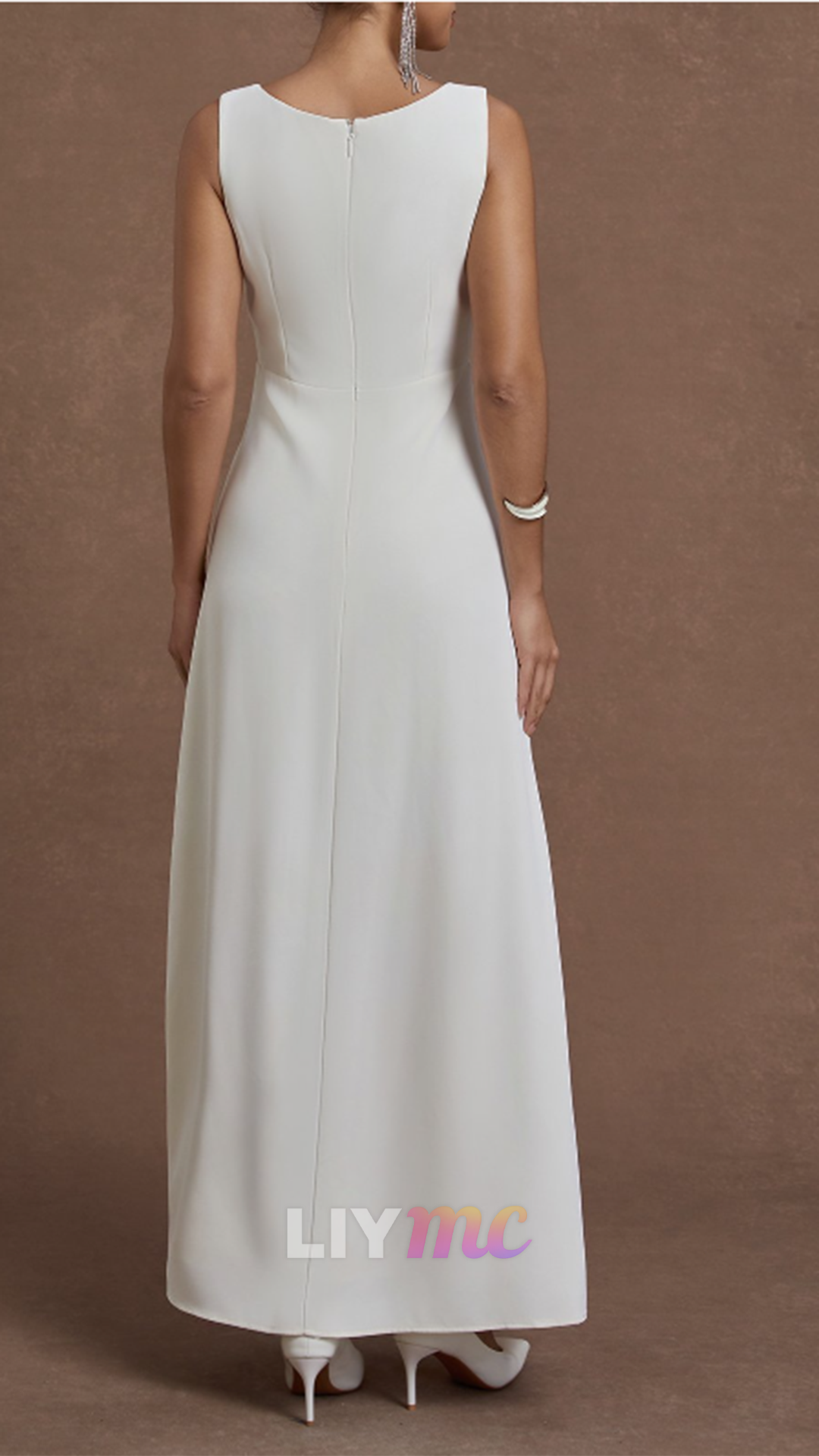 Bateau Sleeveless A-Line Wedding Guest Dress