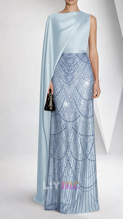 Bateau Sleeveless Beaded Embroidery Sheath Mother of Bride Dress