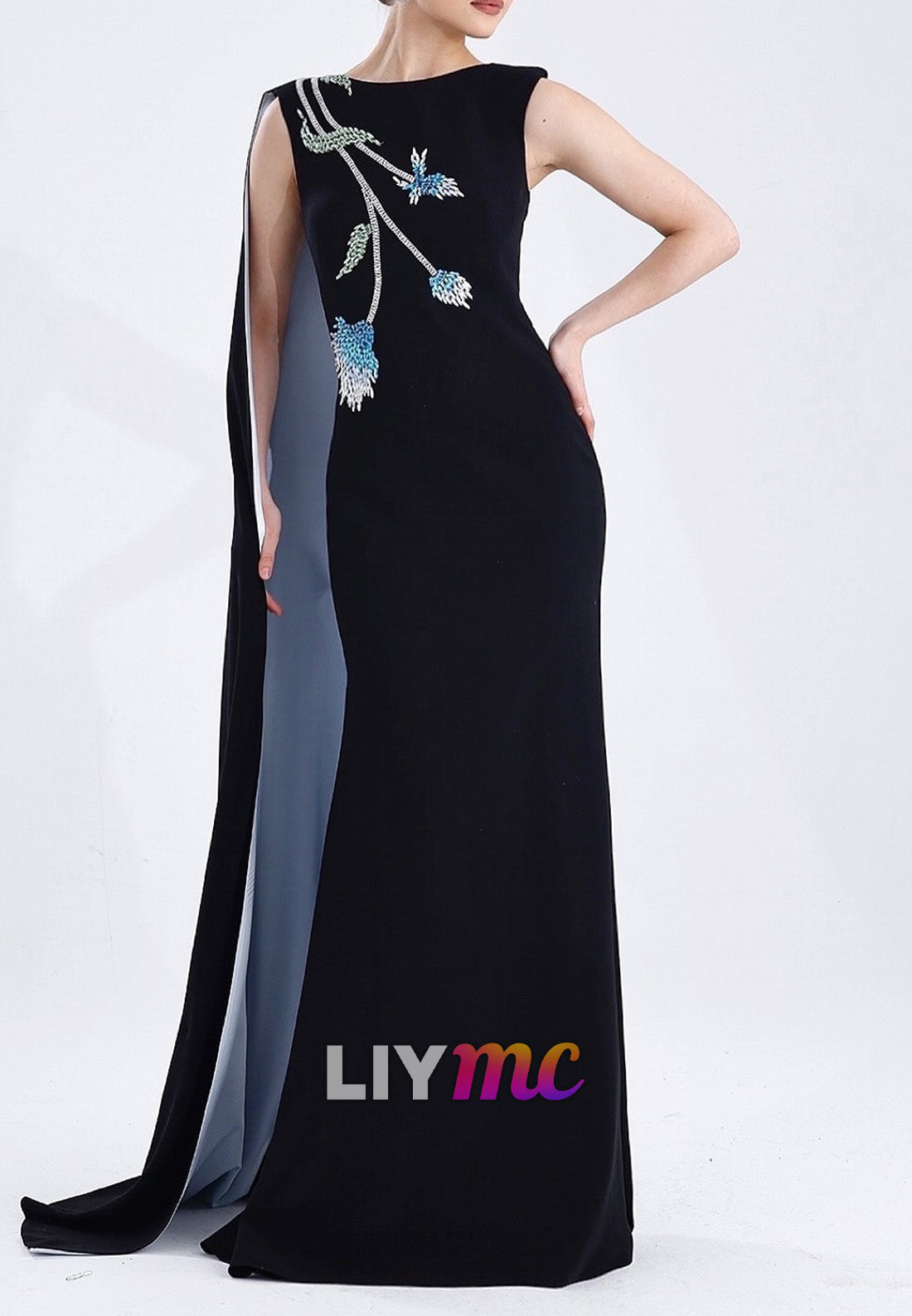 Bateau Sleeveless Beaded Sheath Mother of Bride Dress