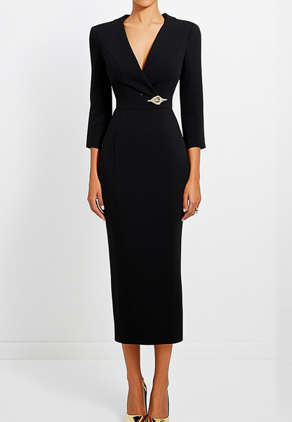 Black Blazer Dress Work Semi Formal Midi Dress