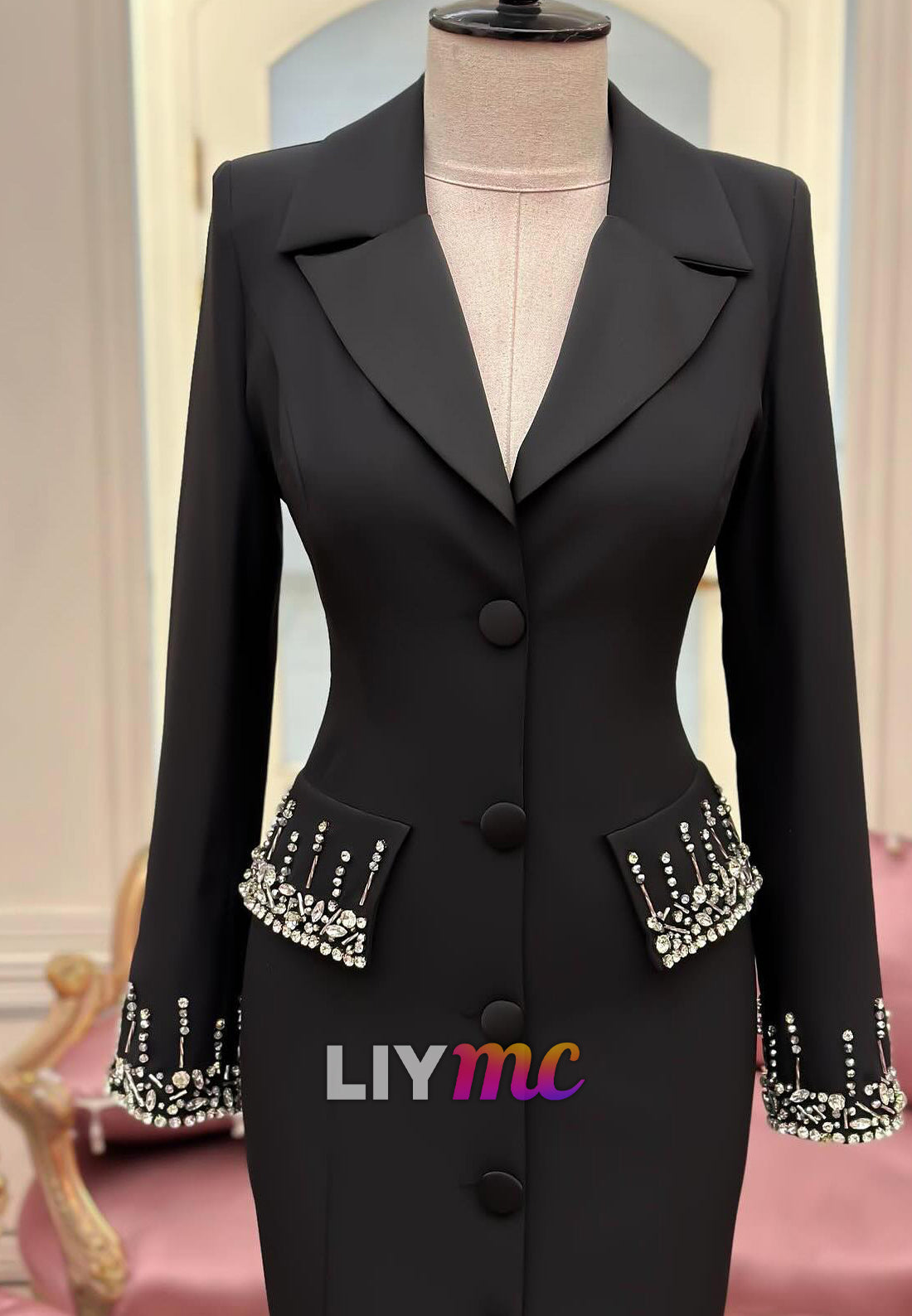 Blazer Long Sleeves Beaded Mermaid Mother of Bride Dress
