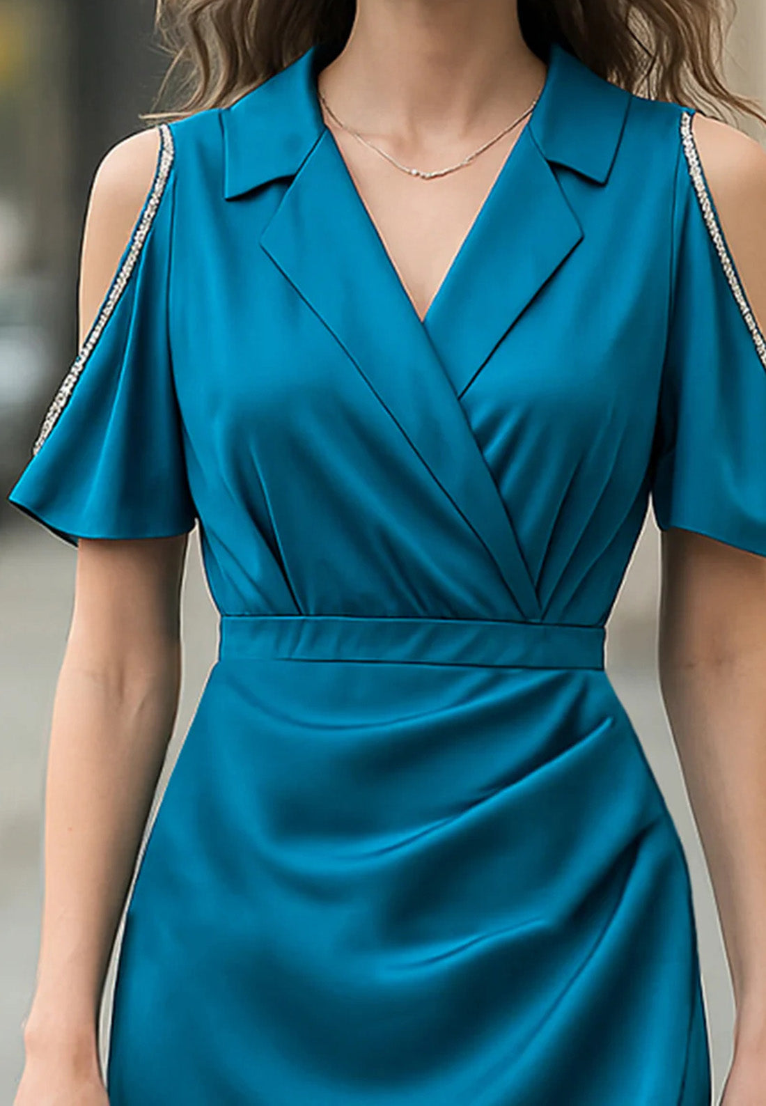 Blazer Short Sleeves Ruched Sheath Work Dress