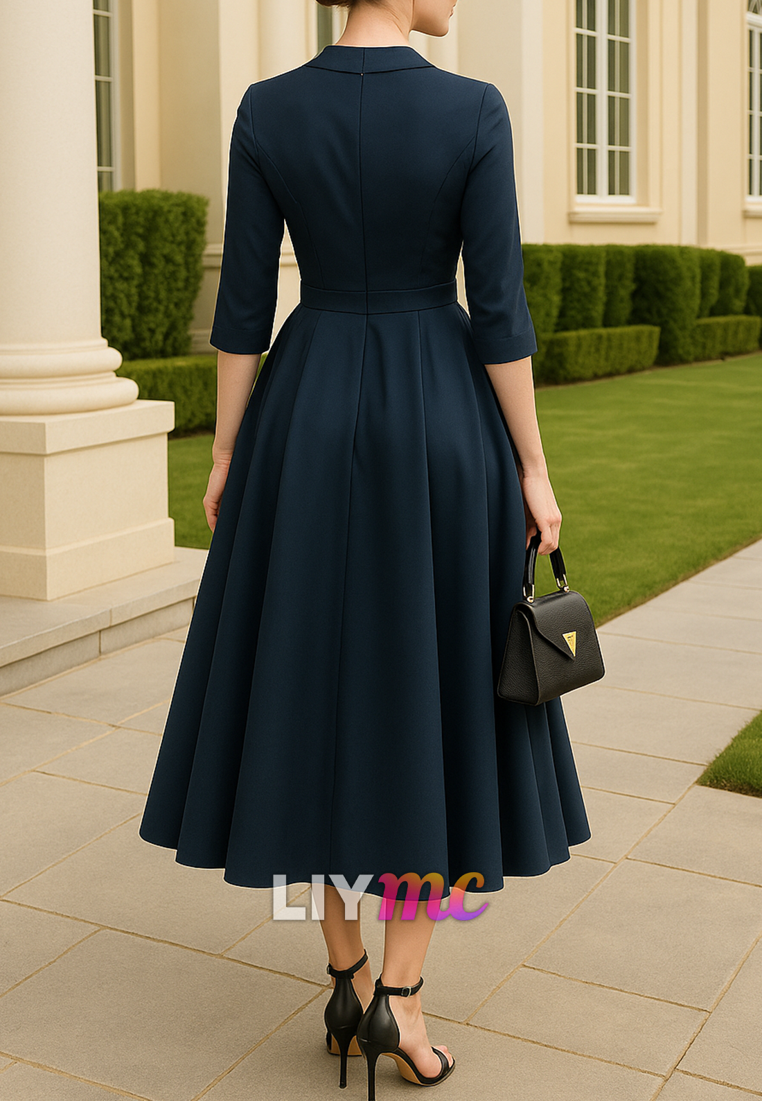 Blazer V-Neck Bowknot A-Line Mother of Bride Dress