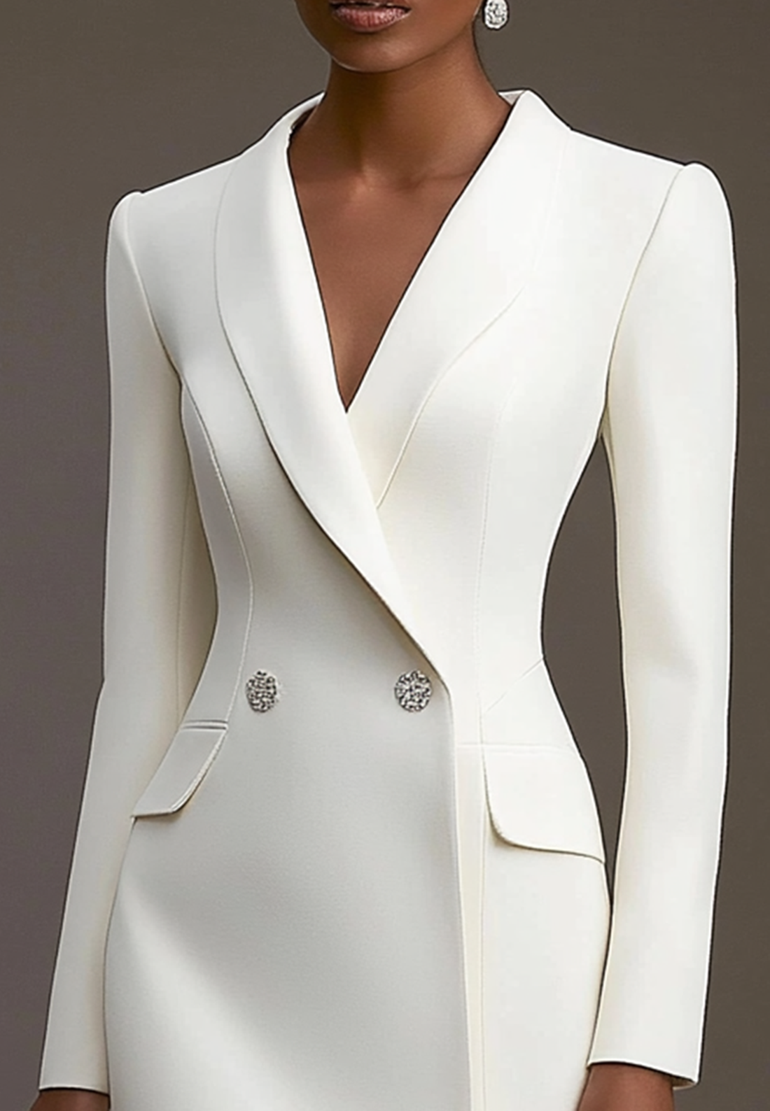 Blazer White Dress Business Work Semi Formal Mini Dress