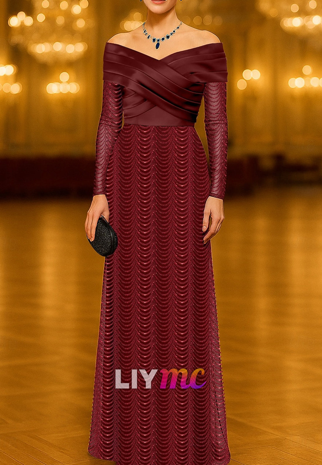 Burgundy Evening Gown Elegant Formal Dress Formal Wedding Floor Length