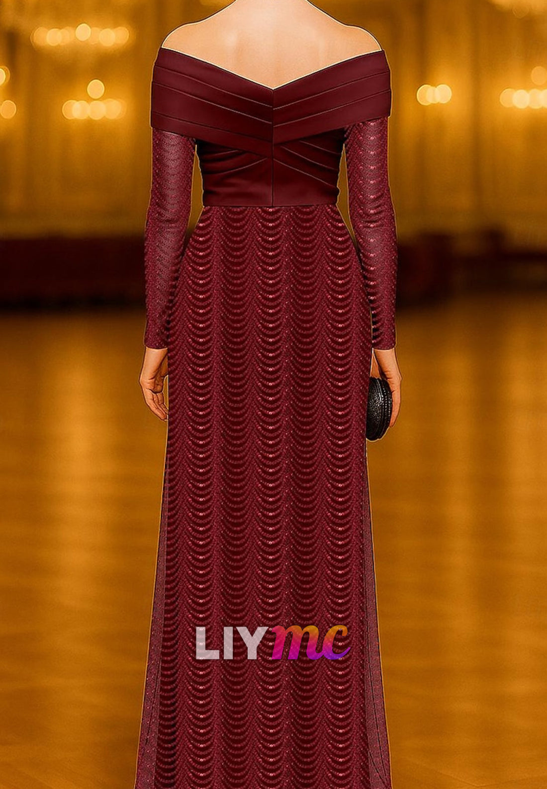 Burgundy Evening Gown Elegant Formal Dress Formal Wedding Floor Length