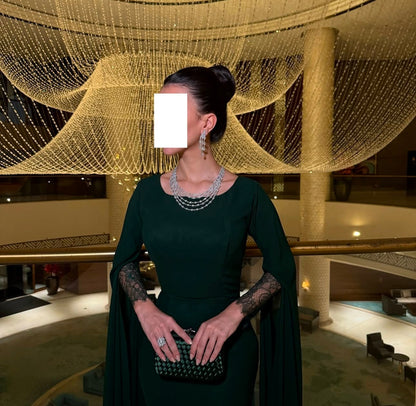 Scoop Long Sleeves Mermaid Evening Dress