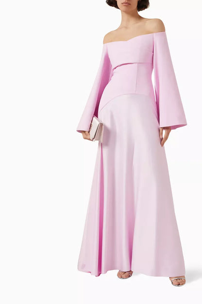 Off-Shoulder Long Sleeves A-Line Evening Dress