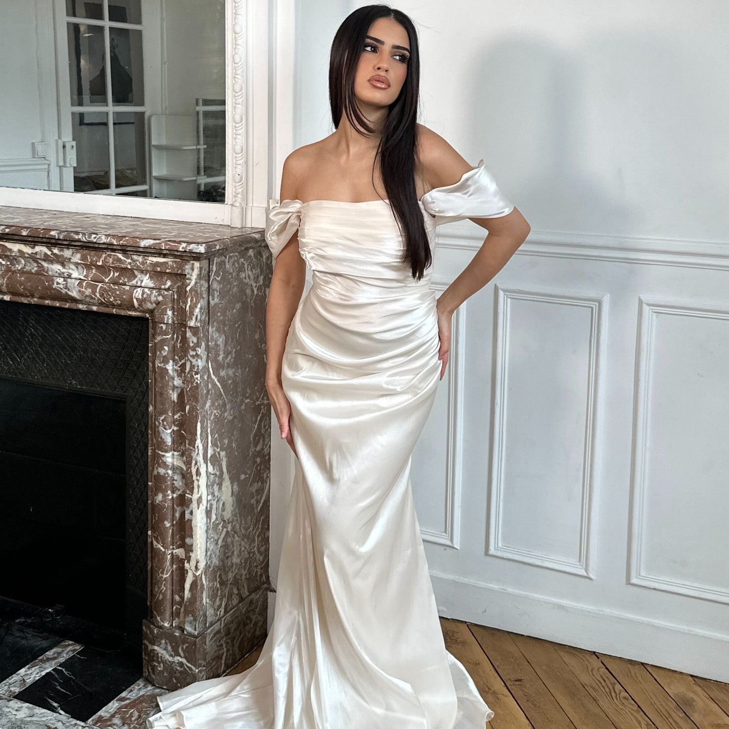 Off-Shoulder Sleeveless Pleatedd Mermaid Formal Dress