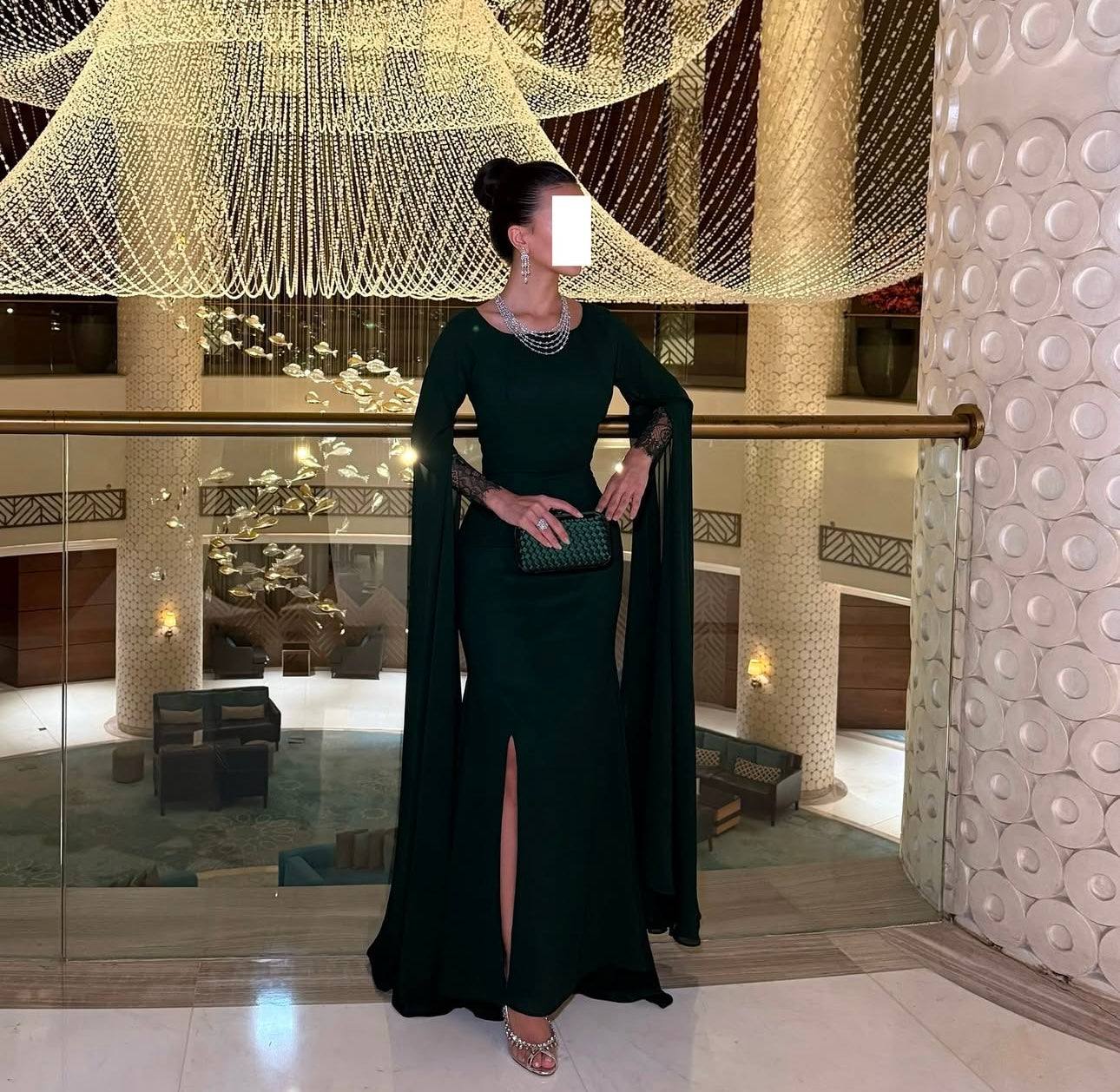 Scoop Long Sleeves Mermaid Evening Dress