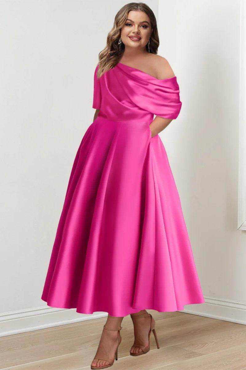 A Line One shoulder Half Sleeve Ankle Length Mother Dresses CM0366