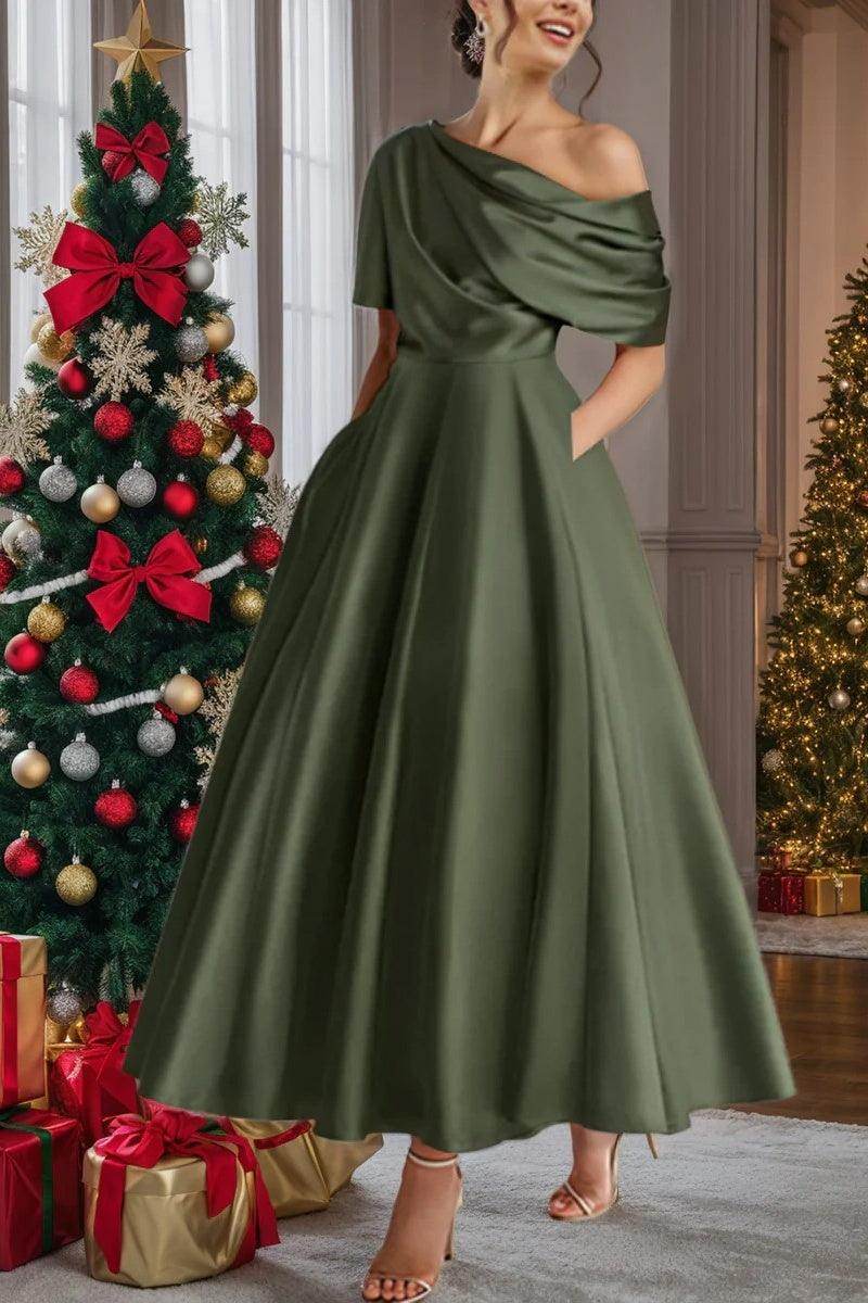 A Line One shoulder Half Sleeve Ankle Length Mother Dresses CM0366