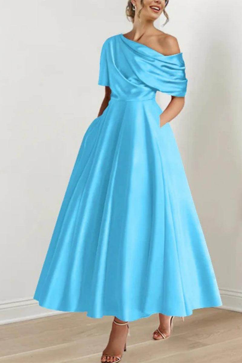 A Line One shoulder Half Sleeve Ankle Length Mother Dresses CM0366