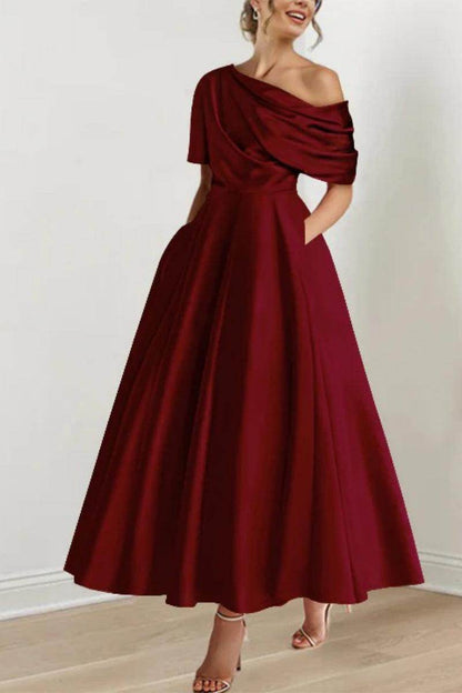 A Line One shoulder Half Sleeve Ankle Length Mother Dresses CM0366