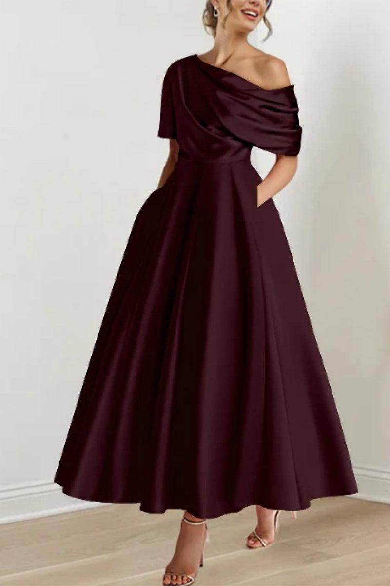 A Line One shoulder Half Sleeve Ankle Length Mother Dresses CM0366