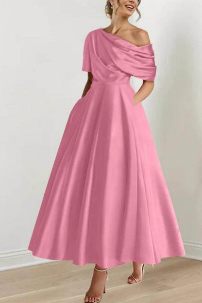 A Line One shoulder Half Sleeve Ankle Length Mother Dresses CM0366