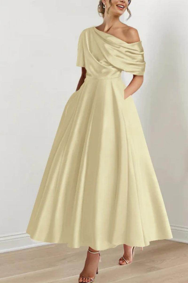 A Line One shoulder Half Sleeve Ankle Length Mother Dresses CM0366