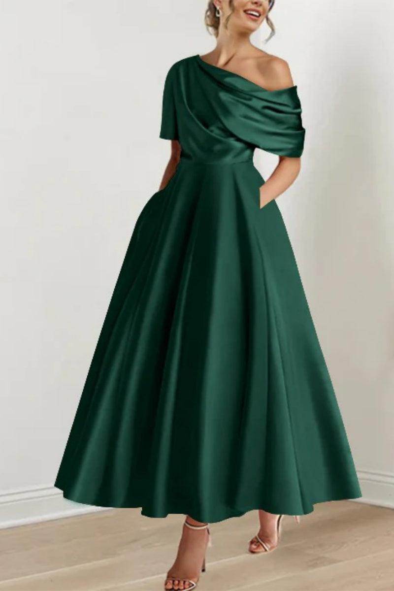 A Line One shoulder Half Sleeve Ankle Length Mother Dresses CM0366