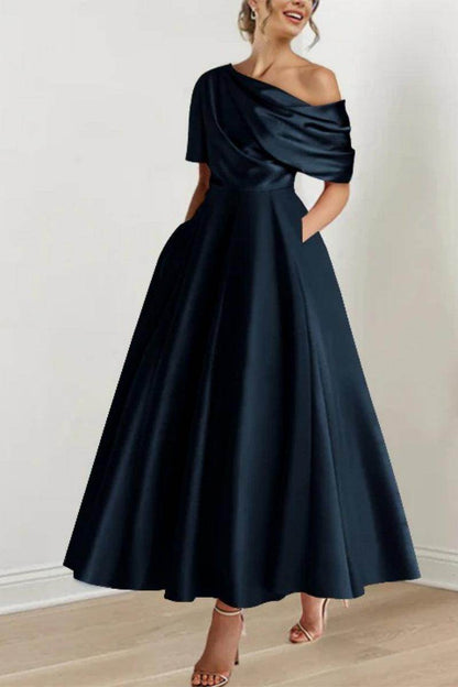 A Line One shoulder Half Sleeve Ankle Length Mother Dresses CM0366