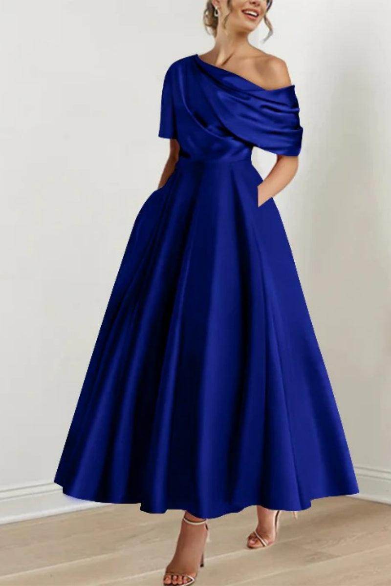 A Line One shoulder Half Sleeve Ankle Length Mother Dresses CM0366
