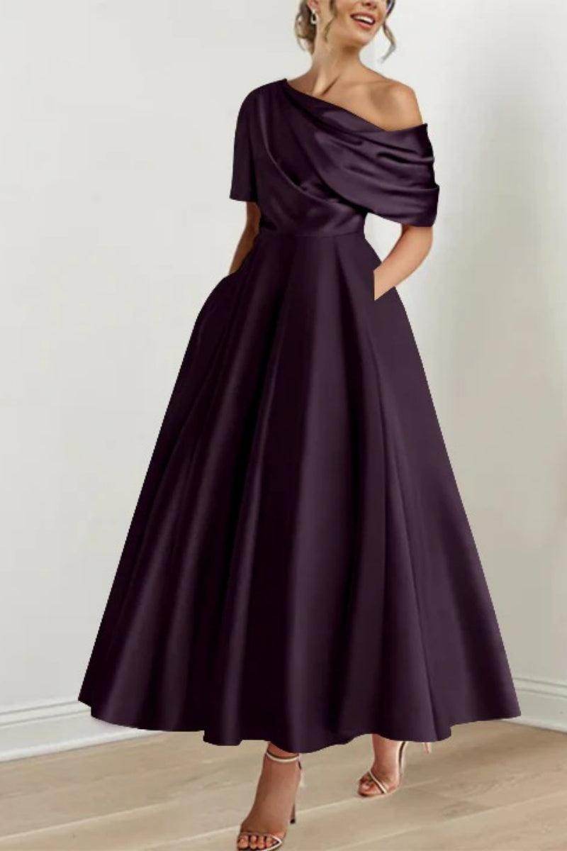 A Line One shoulder Half Sleeve Ankle Length Mother Dresses CM0366