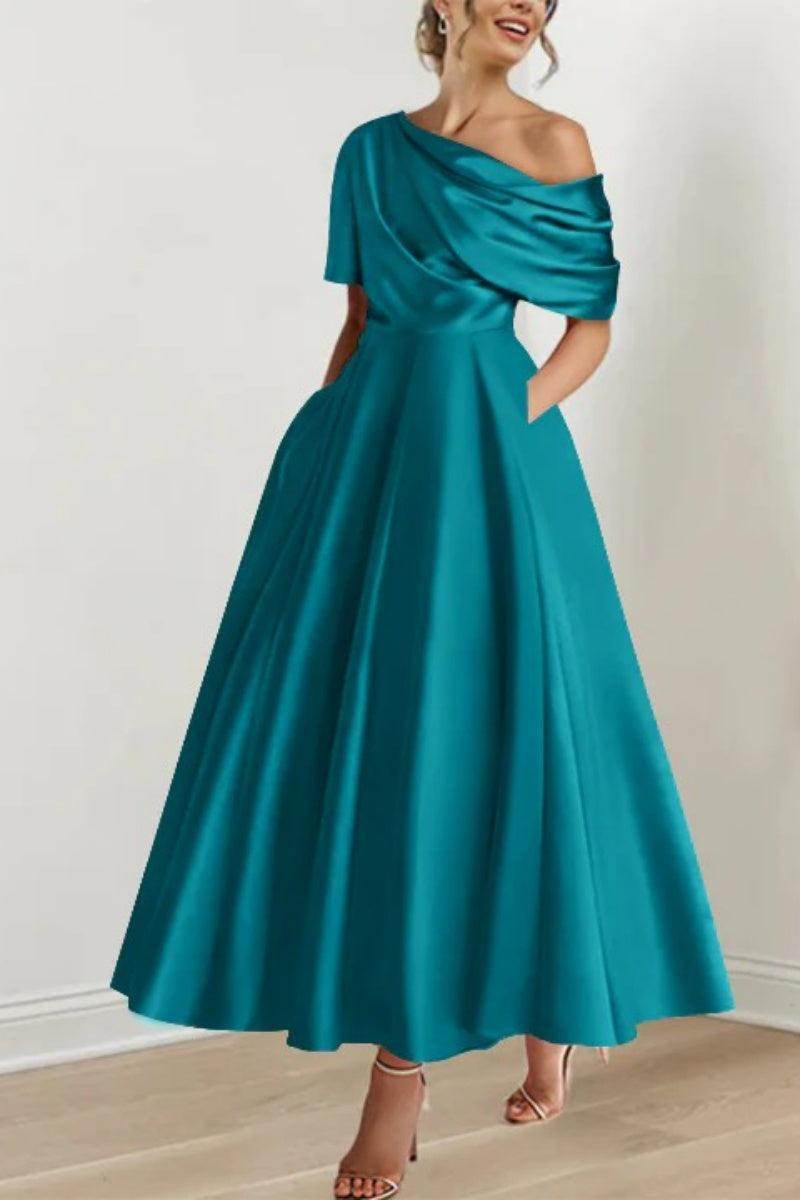 A Line One shoulder Half Sleeve Ankle Length Mother Dresses CM0366