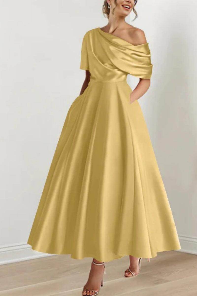 A Line One shoulder Half Sleeve Ankle Length Mother Dresses CM0366