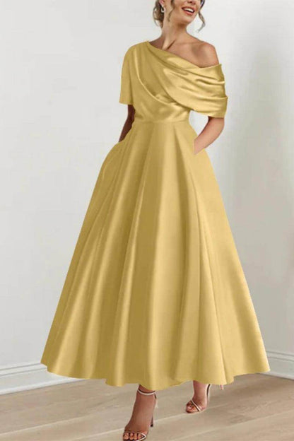 A Line One shoulder Half Sleeve Ankle Length Mother Dresses CM0366