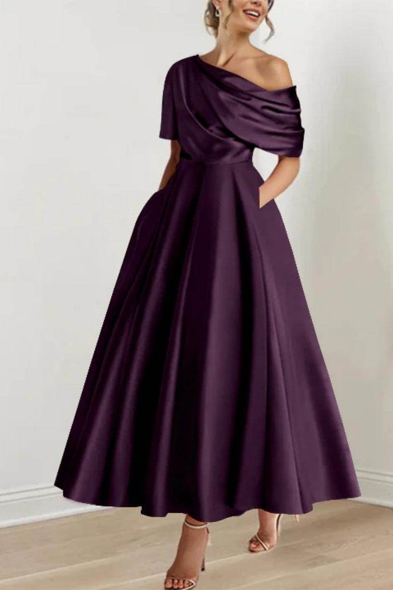 A Line One shoulder Half Sleeve Ankle Length Mother Dresses CM0366