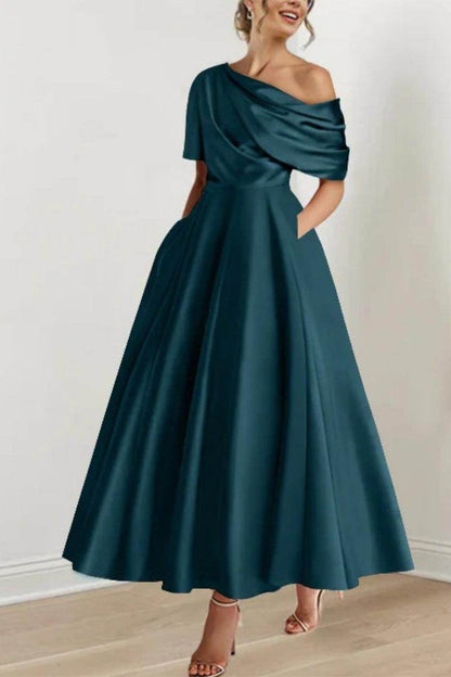 A Line One shoulder Half Sleeve Ankle Length Mother Dresses CM0366