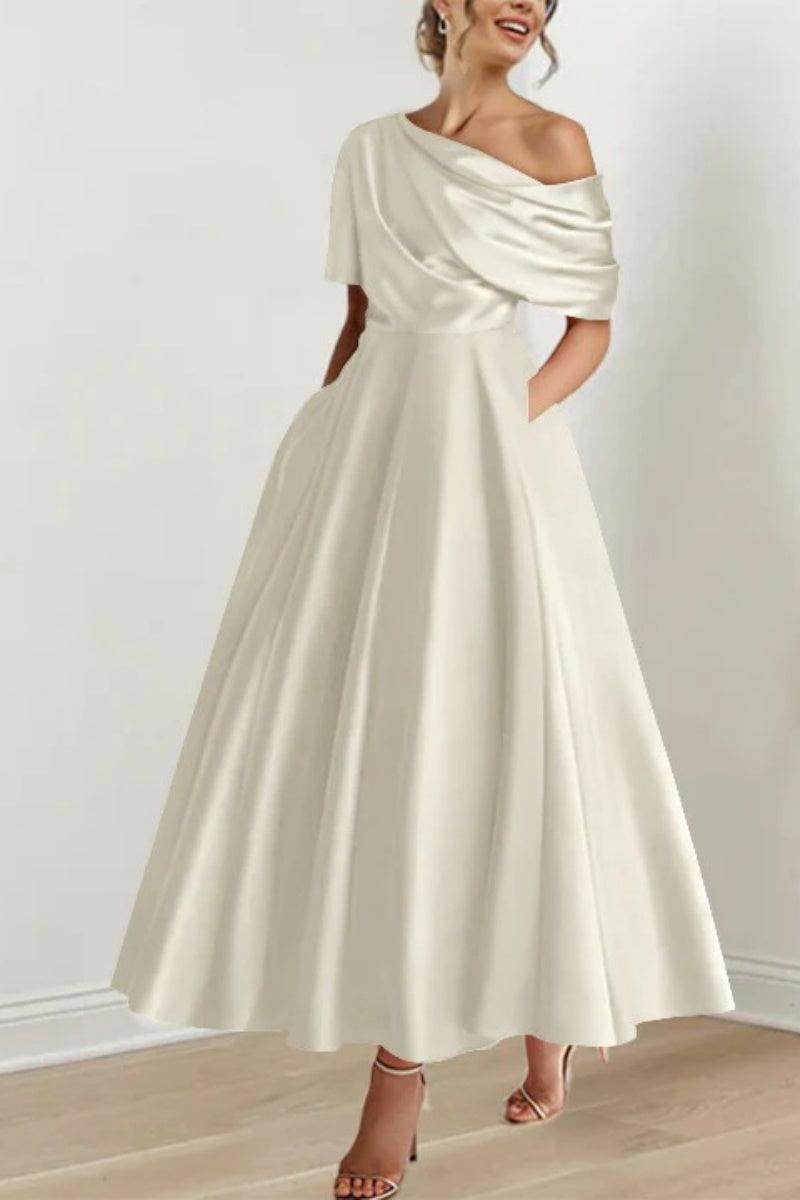 A Line One shoulder Half Sleeve Ankle Length Mother Dresses CM0366