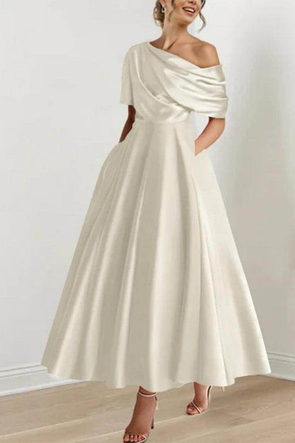 A Line One shoulder Half Sleeve Ankle Length Mother Dresses CM0366